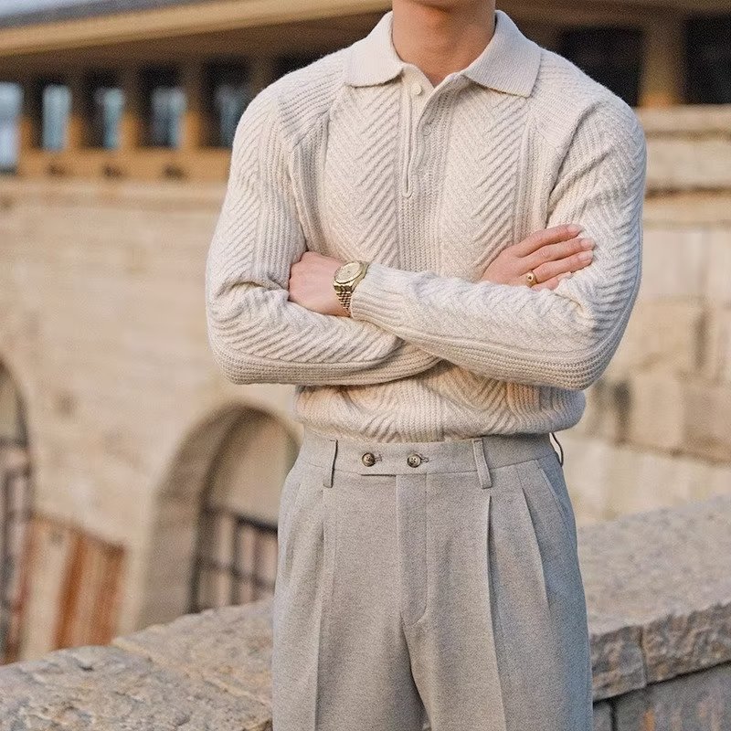 Burlane Knitted Polo Thermal Sweater