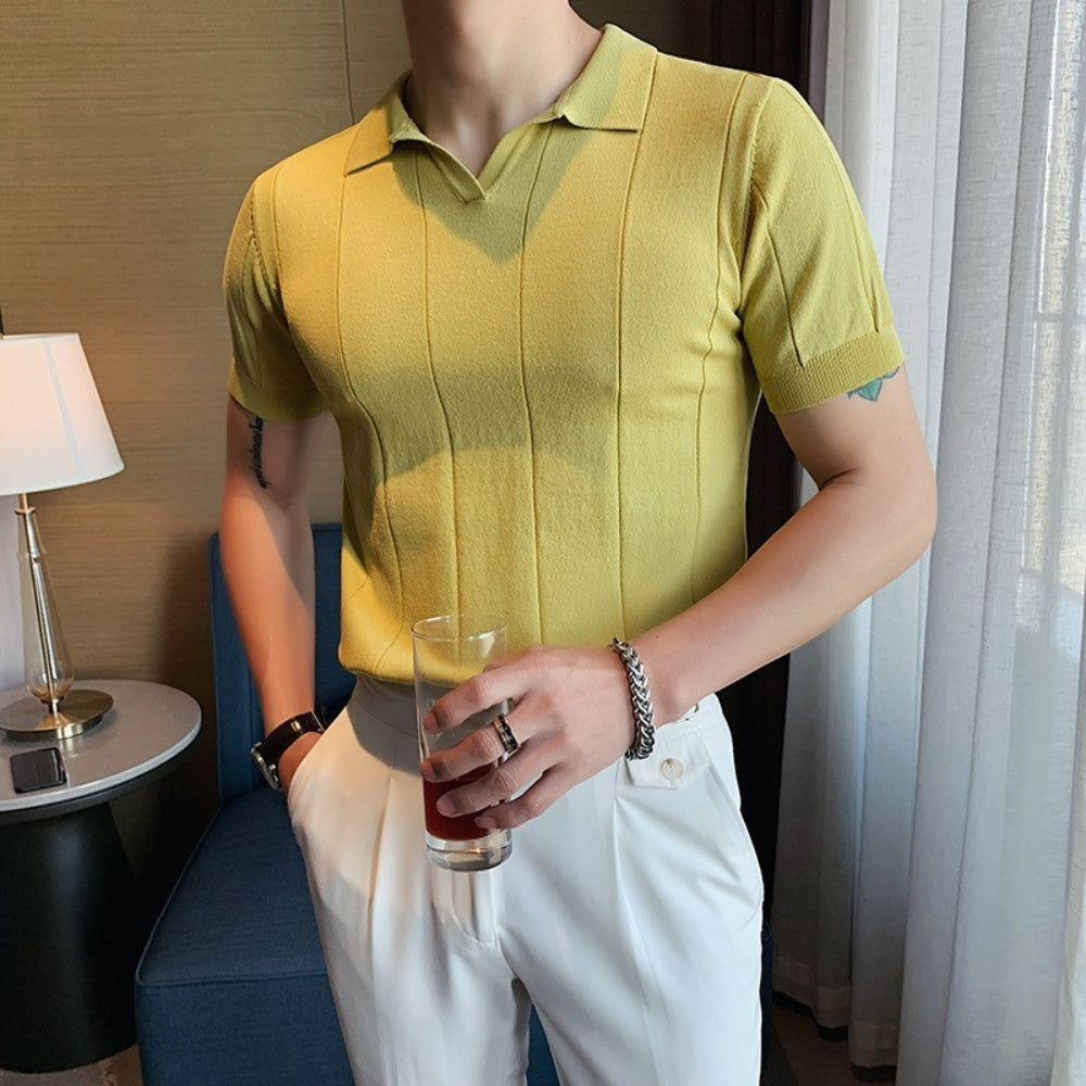 Burlane V-Neck Ice Silk POLO T-Shirt
