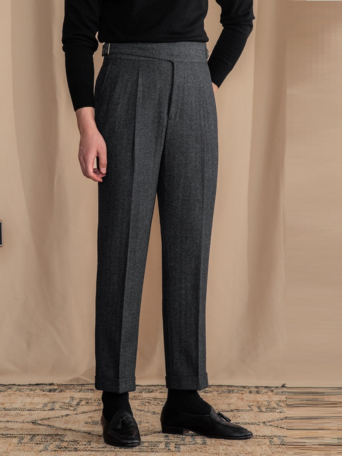 Burlane Herringbone Casual British Woolen Trousers