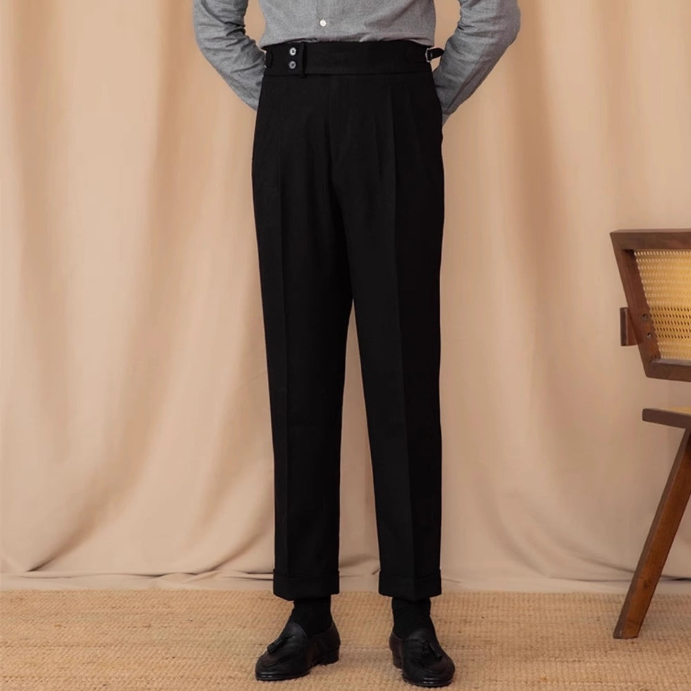 Burlane Adjustable Buckle High Waist Straight Suit Pants