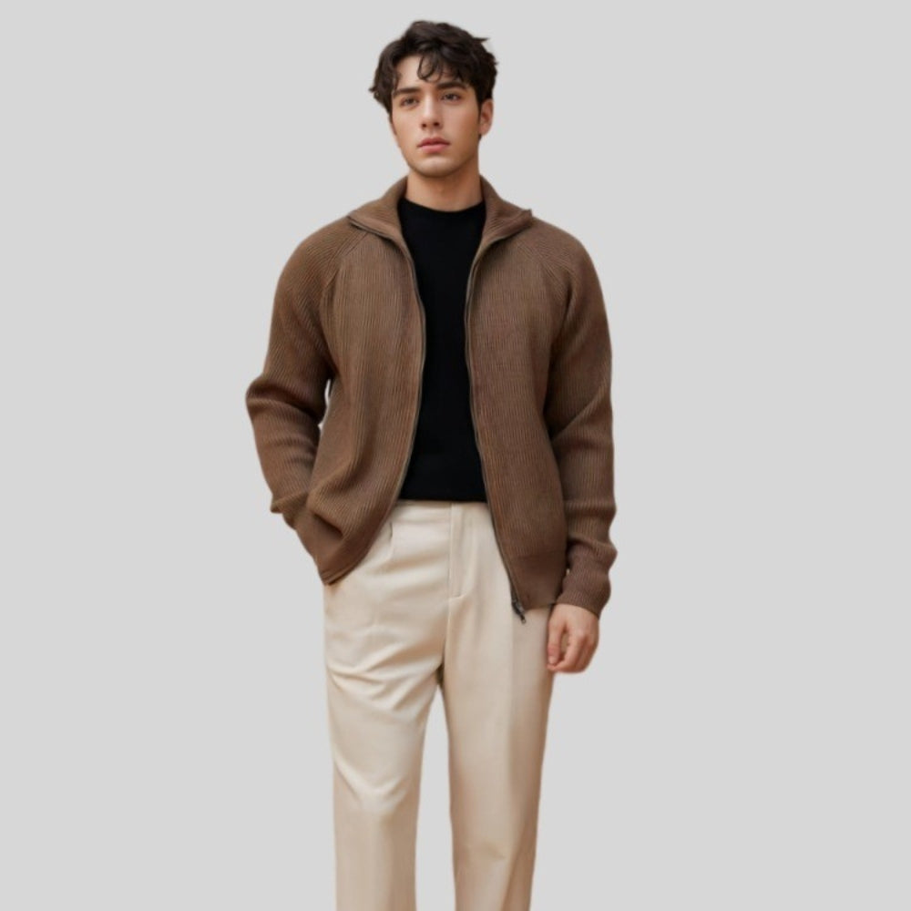 Burlane Thick Knitted Zipper Sweater Cardigan