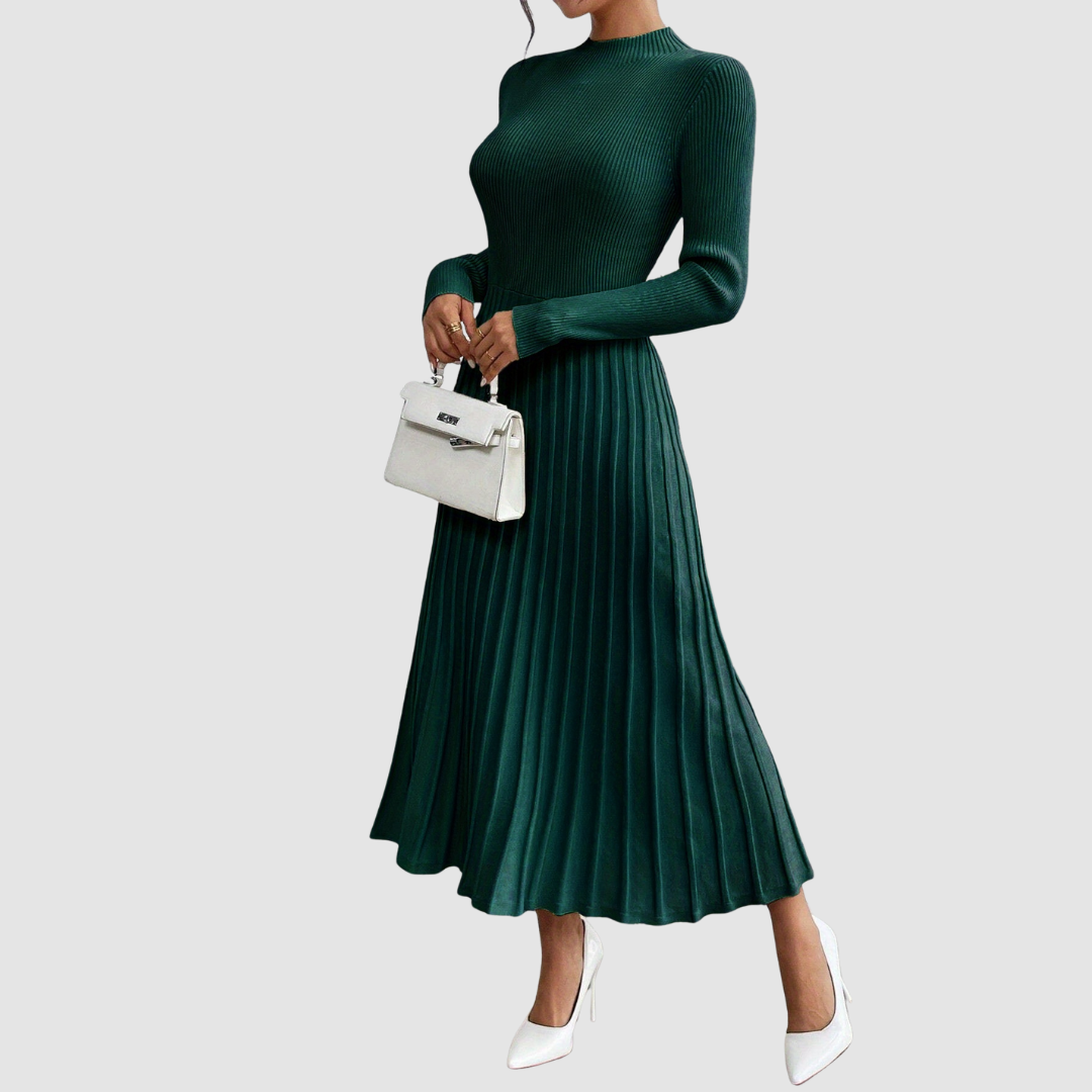 EVELYN GRACE | HIGH-NECK LONG-SLEEVE MAXI DRESS