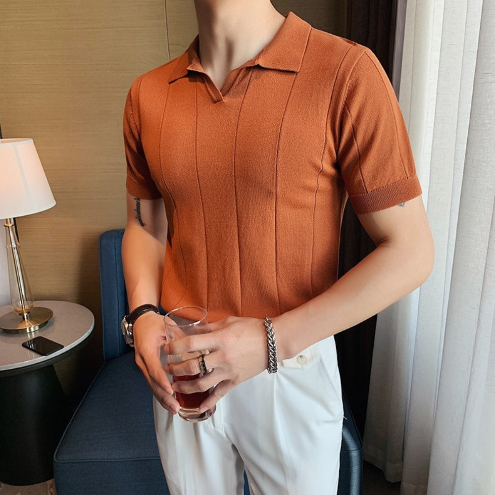 Burlane V-Neck Ice Silk POLO T-Shirt