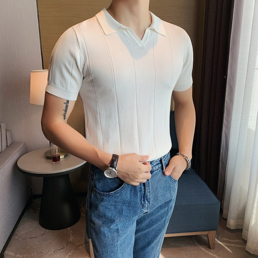 Burlane V-Neck Ice Silk POLO T-Shirt