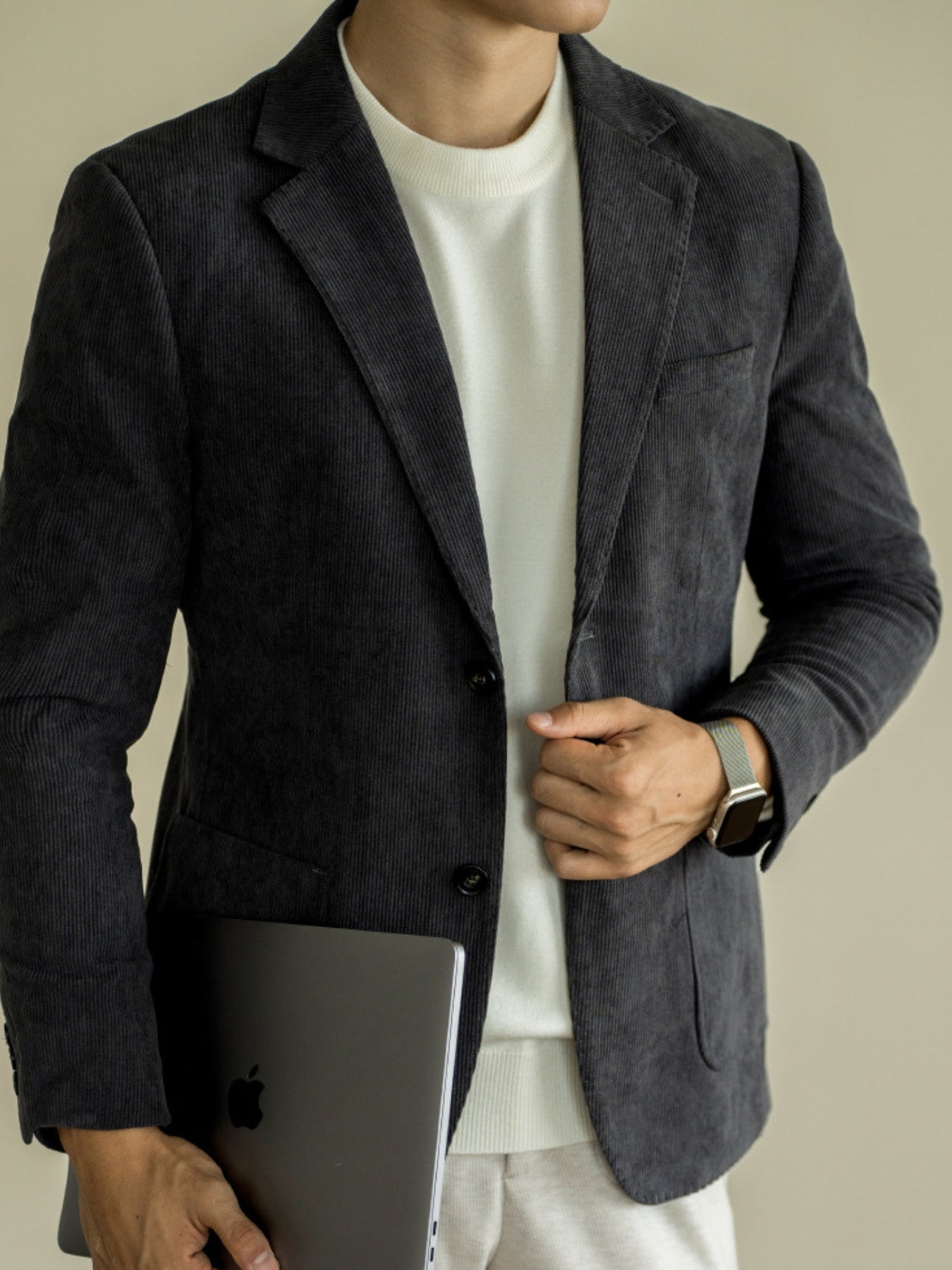 Burlane Corduroy Slim Fit Casual Suit Jacket