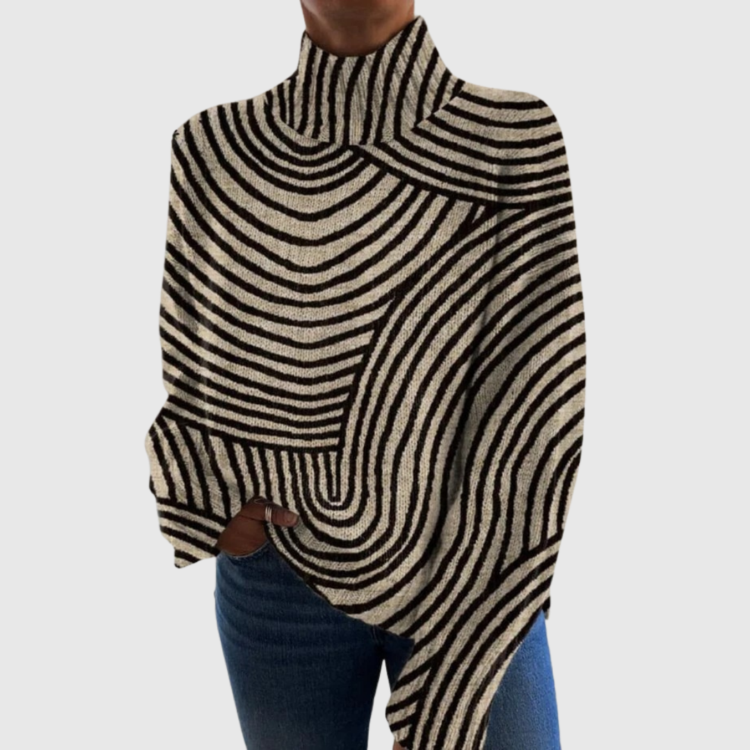 BLYTHEWYN | HANDCRAFTED LINE KNIT TURTLENECK SWEATER