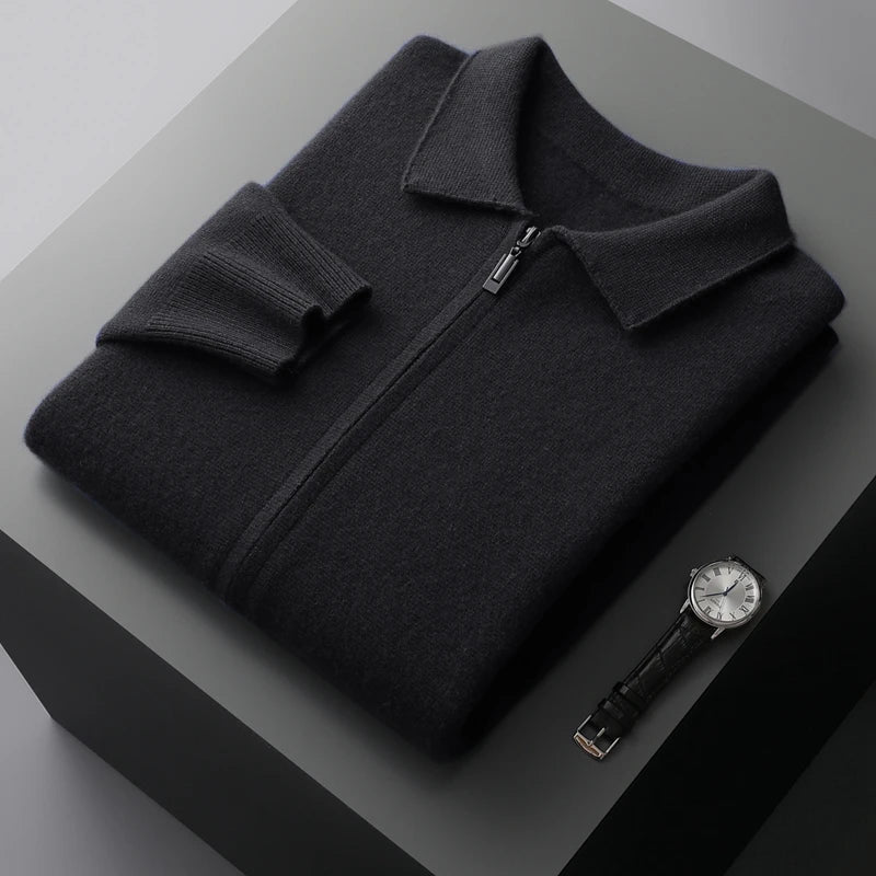 Burlane Men’s Cashmere Knitted Zip-Through Jacket