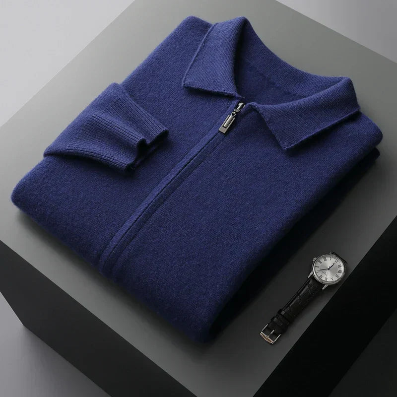 Burlane Men’s Cashmere Knitted Zip-Through Jacket