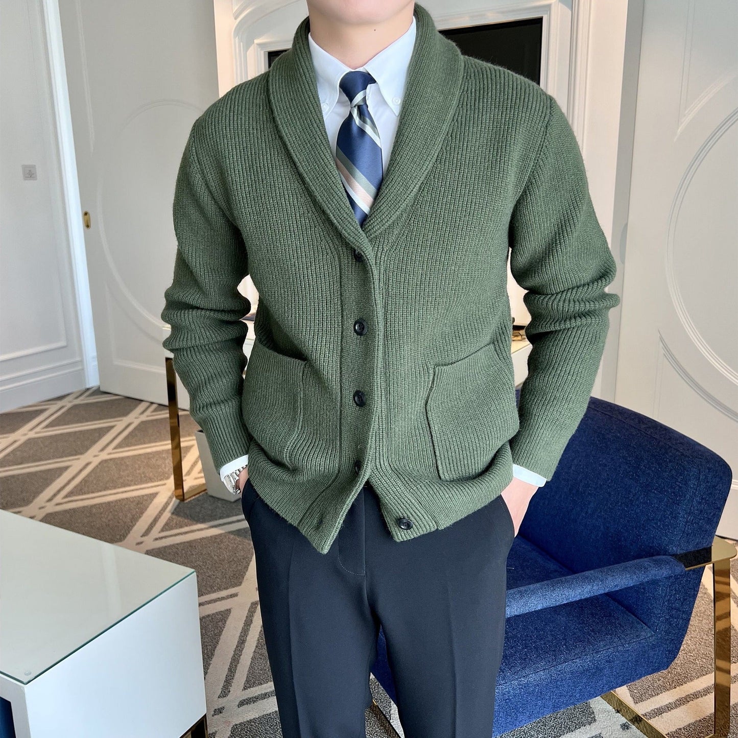 Burlane Knitted V-Neck Cardigan