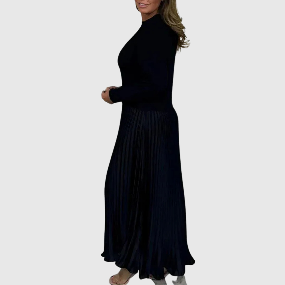 ALARICE | MAXI DRESS WITH SWEATER & PLEATED SKIRT