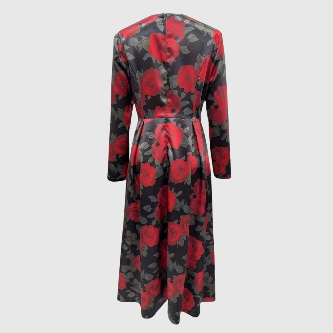 LILLA | ELEGANT VINTAGE A-LINE MAXI DRESS WITH FLORAL PRINT