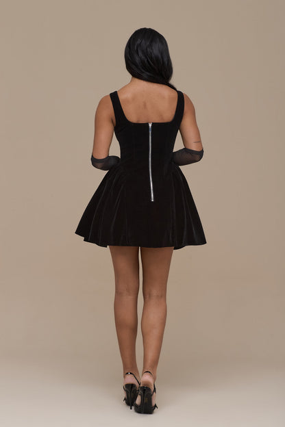 LUCKY | MINI BLACK VELVET DRESS