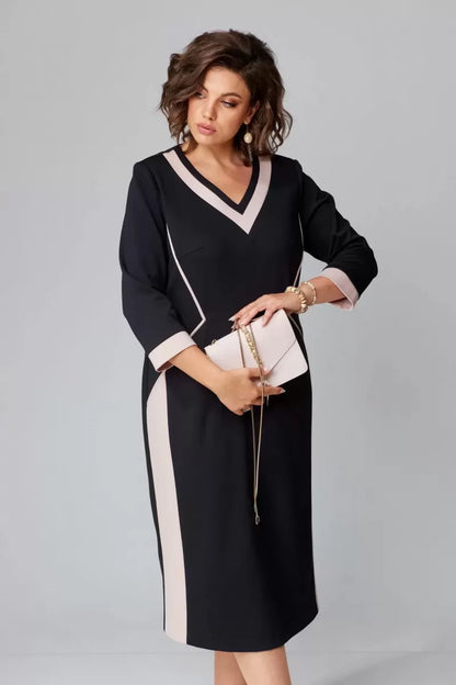 FENNA GRACE | ELEGANT V-NECK MIDI DRESS