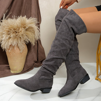 IONE | FASHIONABLE OVER-THE-KNEE BOOTS WITH STACKED HEEL