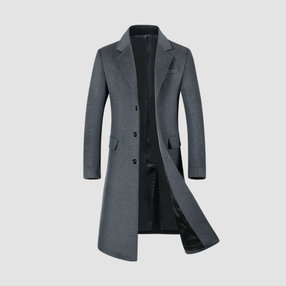 Burlane Knee-Length Suit Collar Thickened Woolen Coat