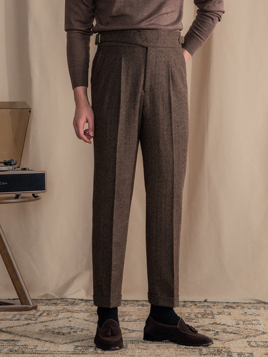 Burlane Herringbone Casual British Woolen Trousers