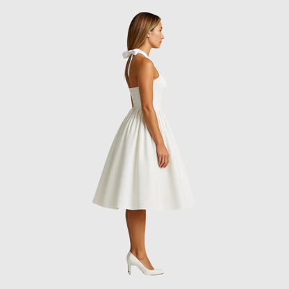 VERITY | VINTAGE-INSPIRED HALTER MIDI DRESS