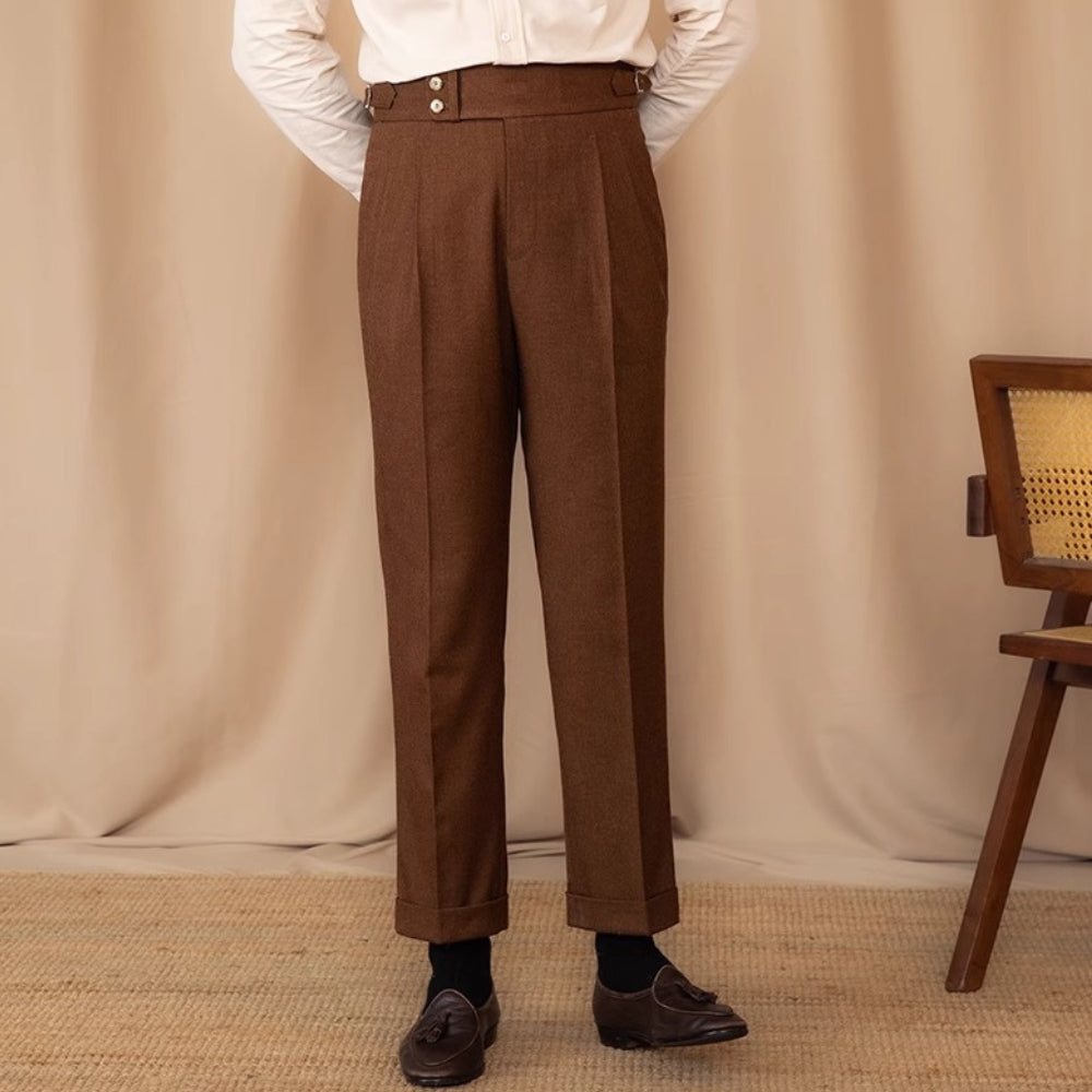 Burlane Adjustable Buckle High Waist Straight Suit Pants