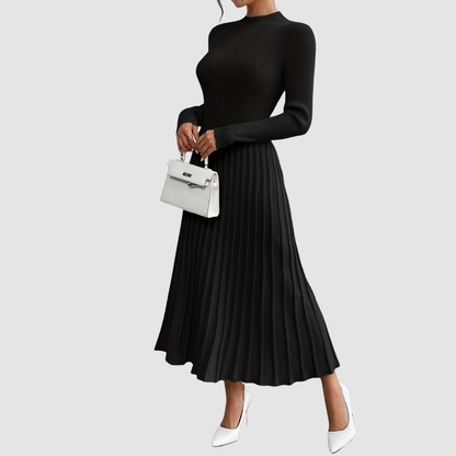 EVELYN GRACE | HIGH-NECK LONG-SLEEVE MAXI DRESS