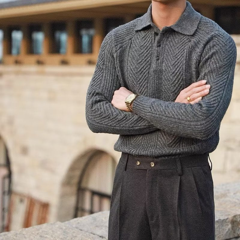 Burlane Knitted Polo Thermal Sweater