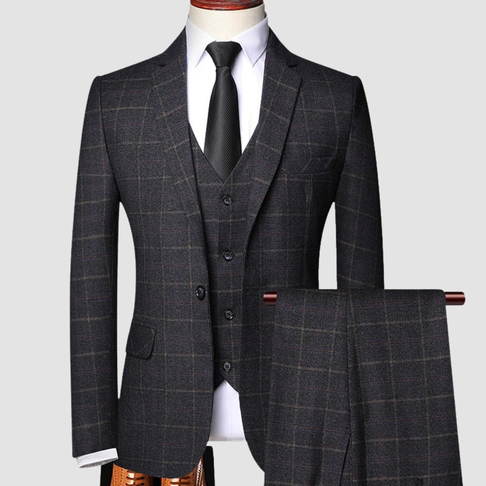 Burlane Classic Three-Piece Plaid Suit