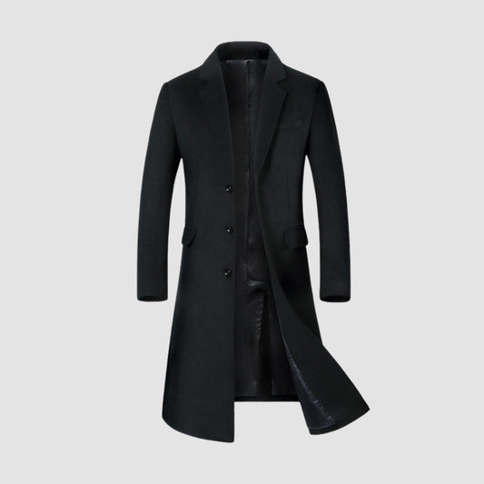 Burlane Knee-Length Suit Collar Thickened Woolen Coat