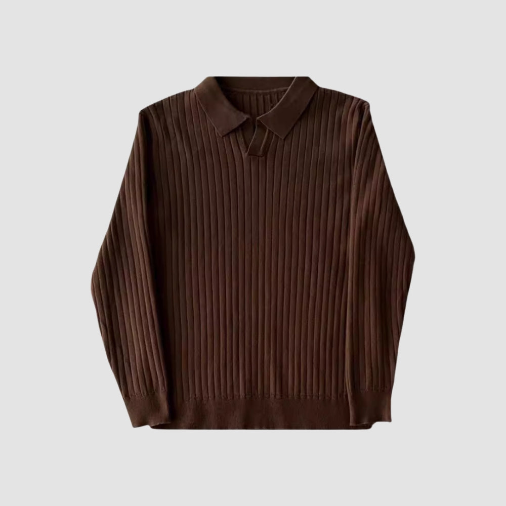 Burlane Korean Lapel Collar Knitted Sweater