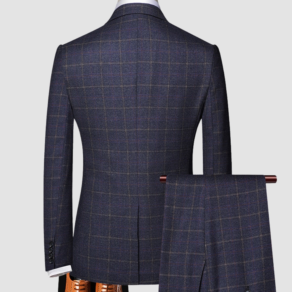 Burlane Classic Three-Piece Plaid Suit