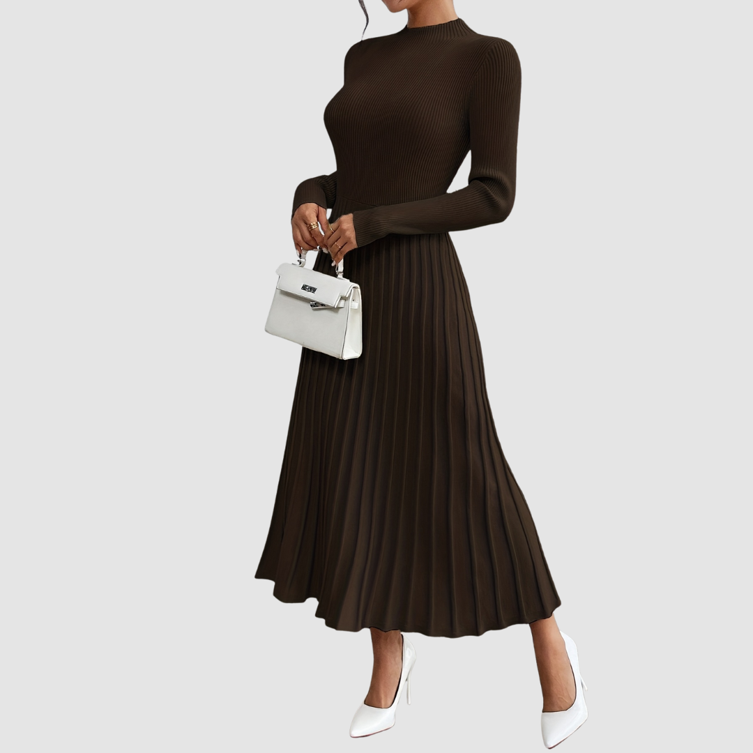 EVELYN GRACE | HIGH-NECK LONG-SLEEVE MAXI DRESS