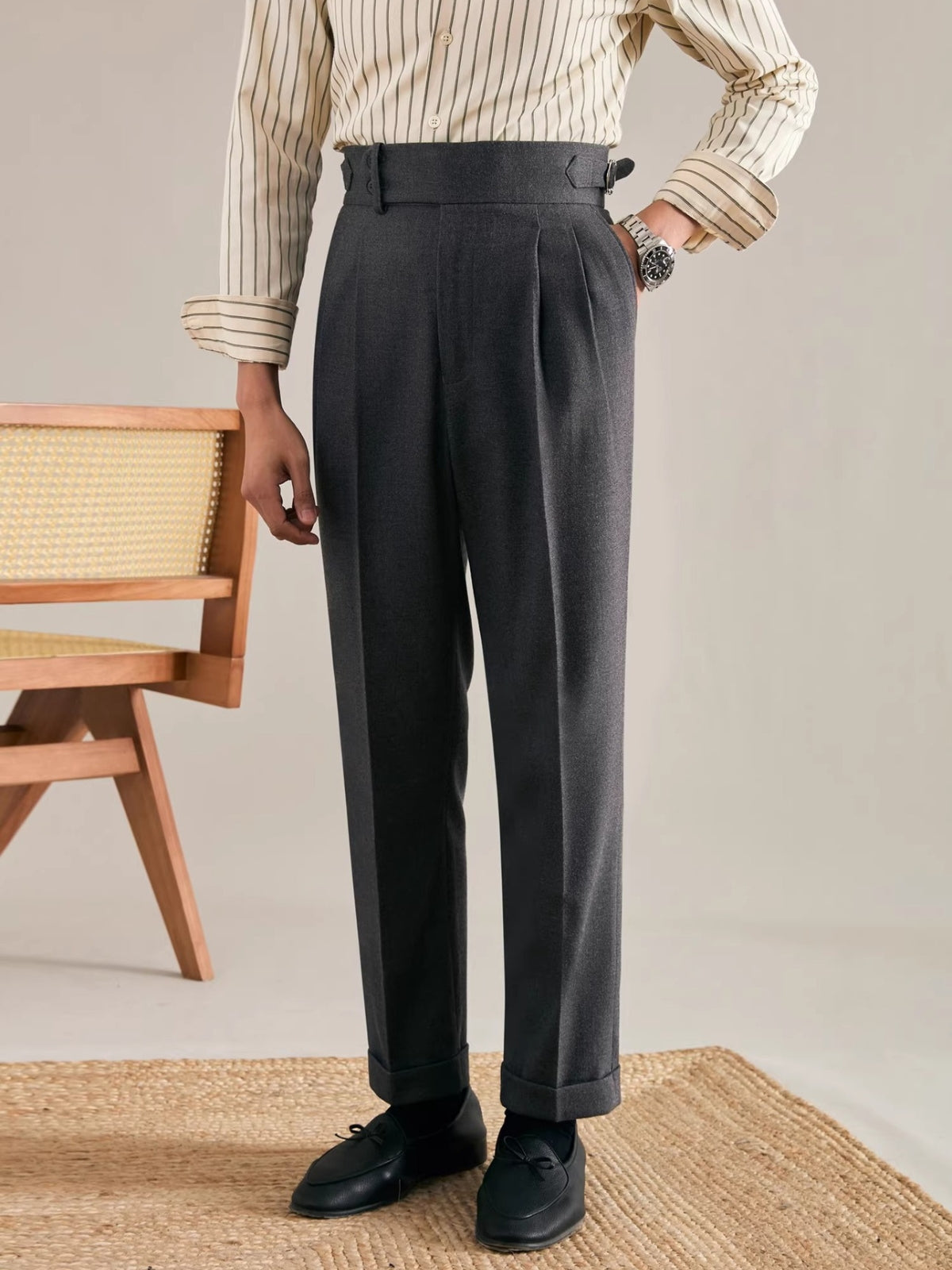 Burlane Straight Leg Italian Drape Trousers
