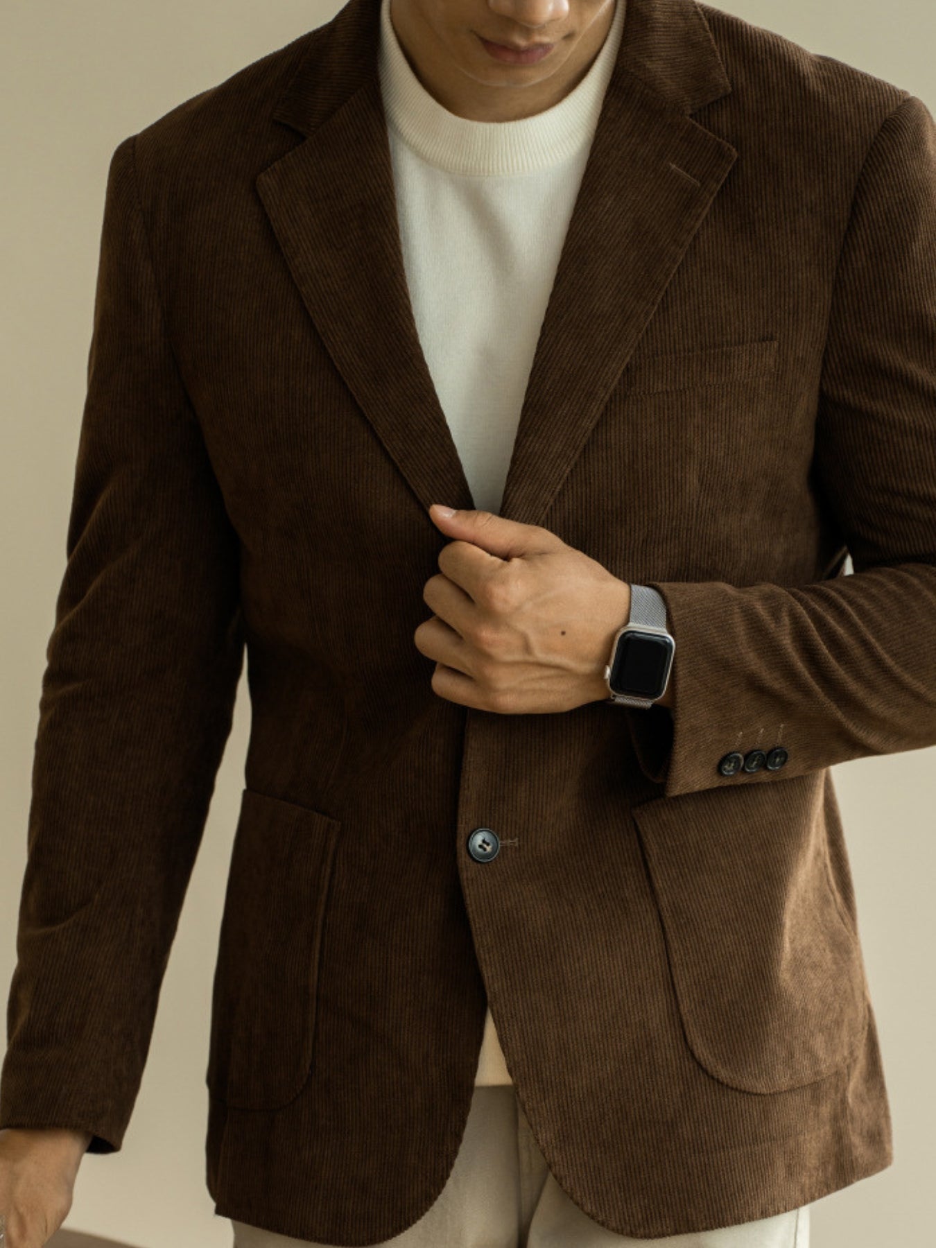 Burlane Corduroy Slim Fit Casual Suit Jacket