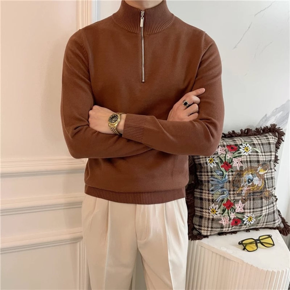 Burlane Half-Turtleneck Zipper Knitted Sweater