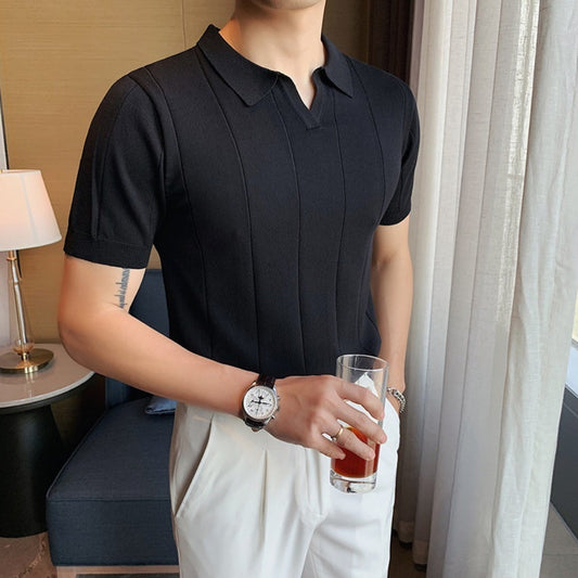 Burlane V-Neck Ice Silk POLO T-Shirt