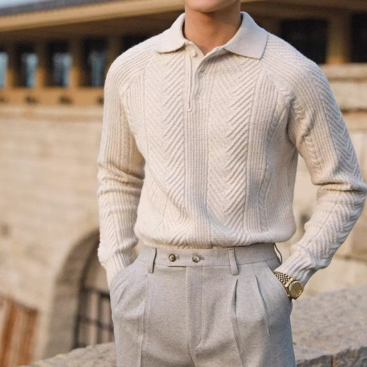 Burlane Knitted Polo Thermal Sweater
