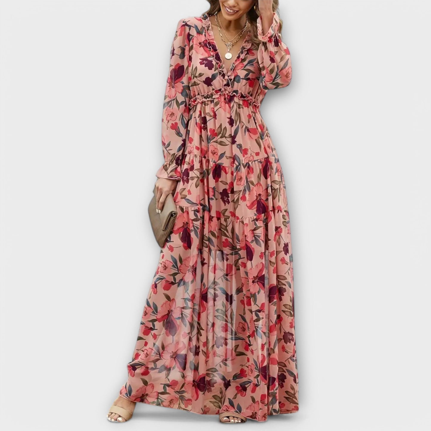 MAYA | FLORAL V-NECK MAXI DRESS