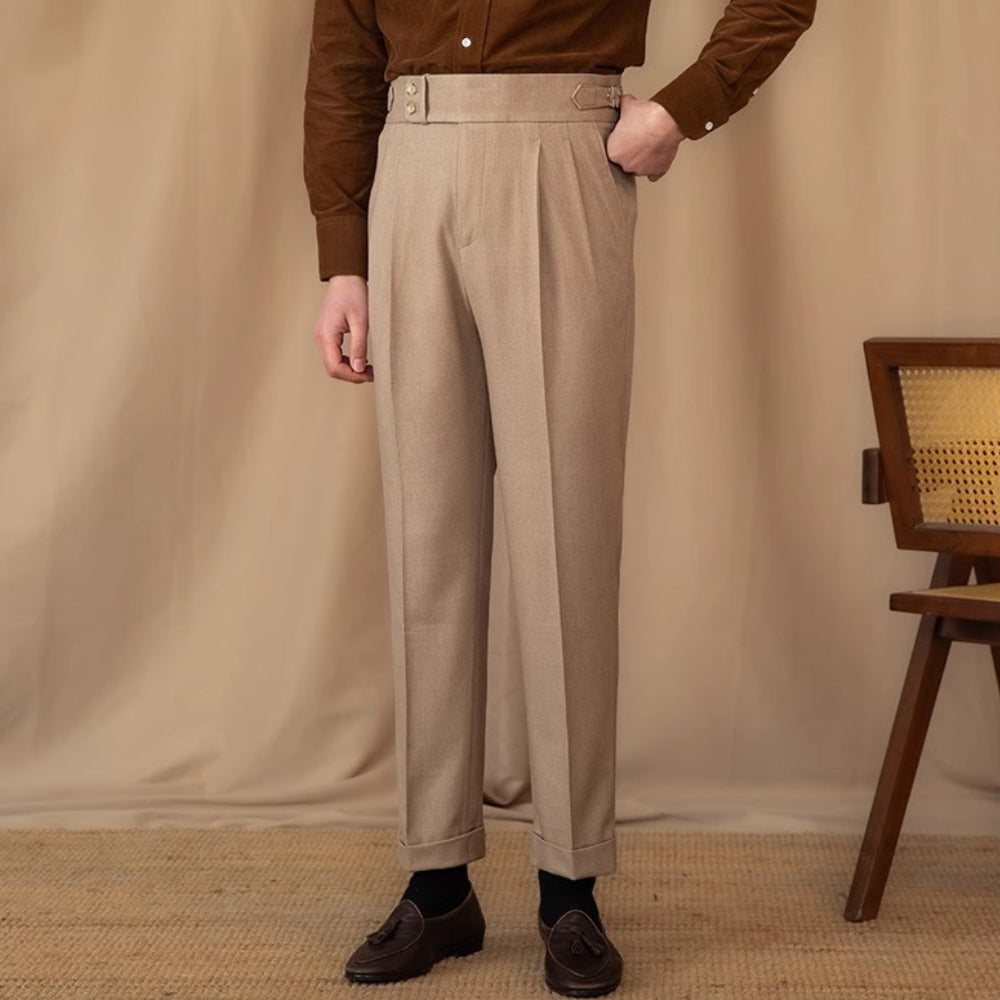 Burlane Adjustable Buckle High Waist Straight Suit Pants