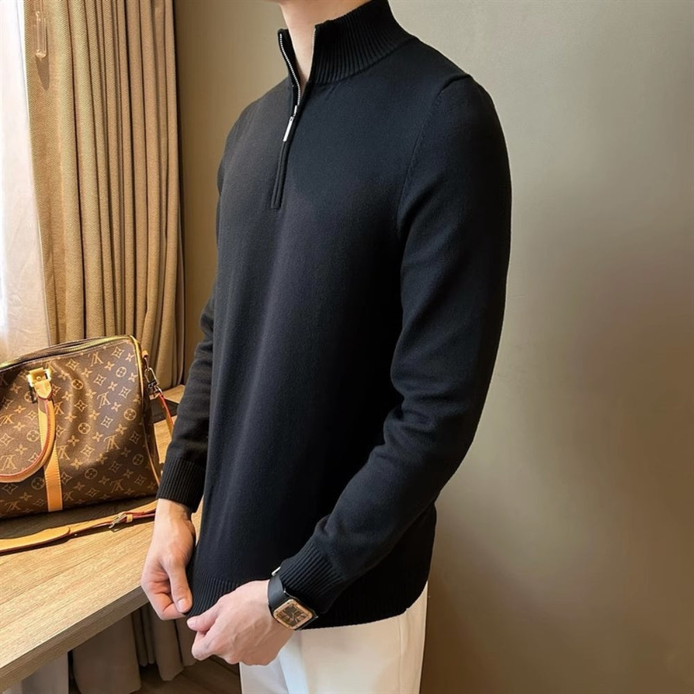 Burlane Half-Turtleneck Zipper Knitted Sweater
