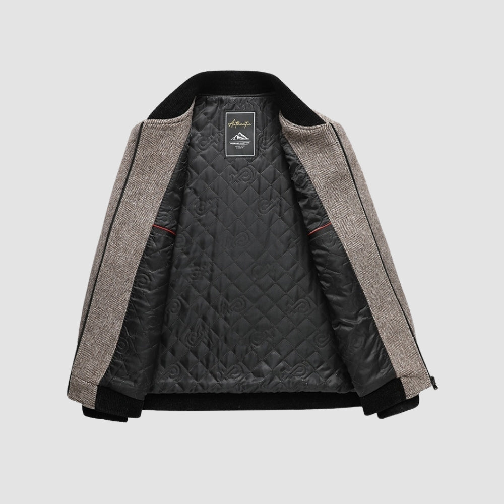 Burlane Stand Collar Zipper Woolen Jacket