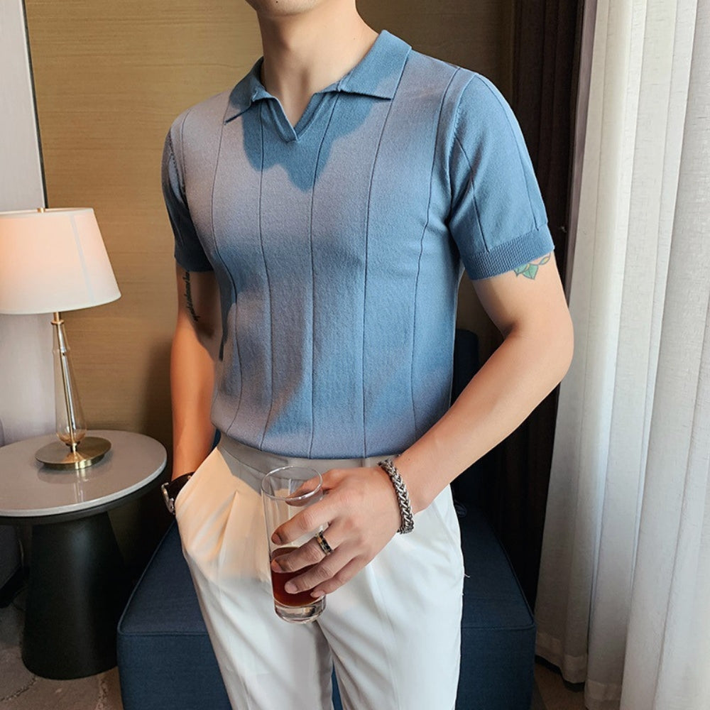 Burlane V-Neck Ice Silk POLO T-Shirt