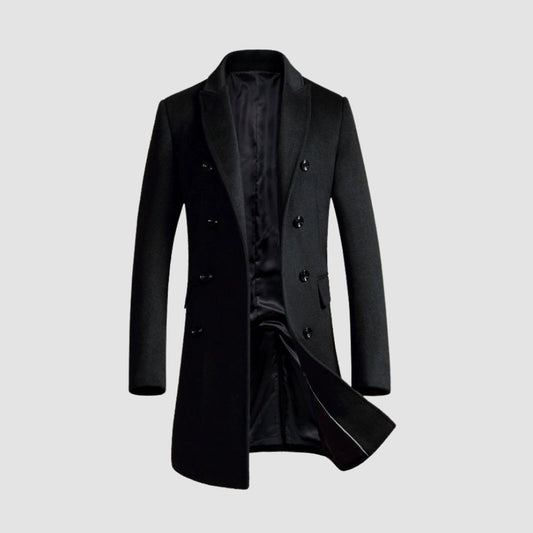 Burlane Mid-Length Double-Breasted Woolen Coat