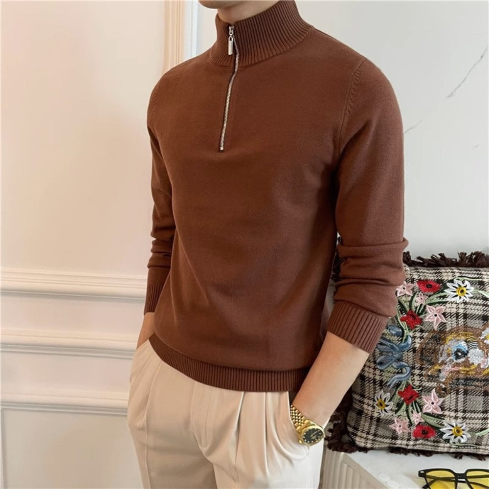 Burlane Half-Turtleneck Zipper Knitted Sweater