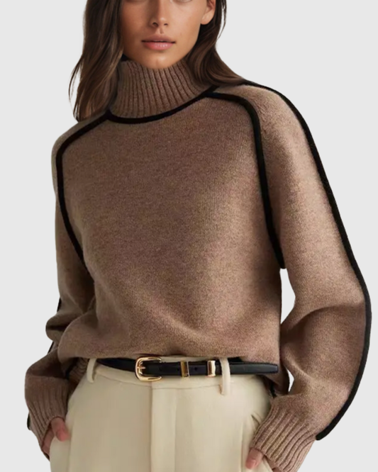 MARIEL | STRIPED TURTLENECK KNIT SWEATER