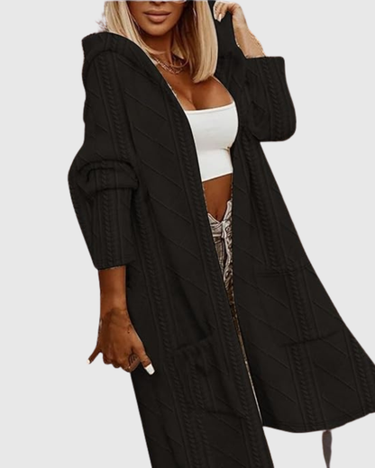 HONORIA | HOODED CABLE-KNIT CARDIGAN
