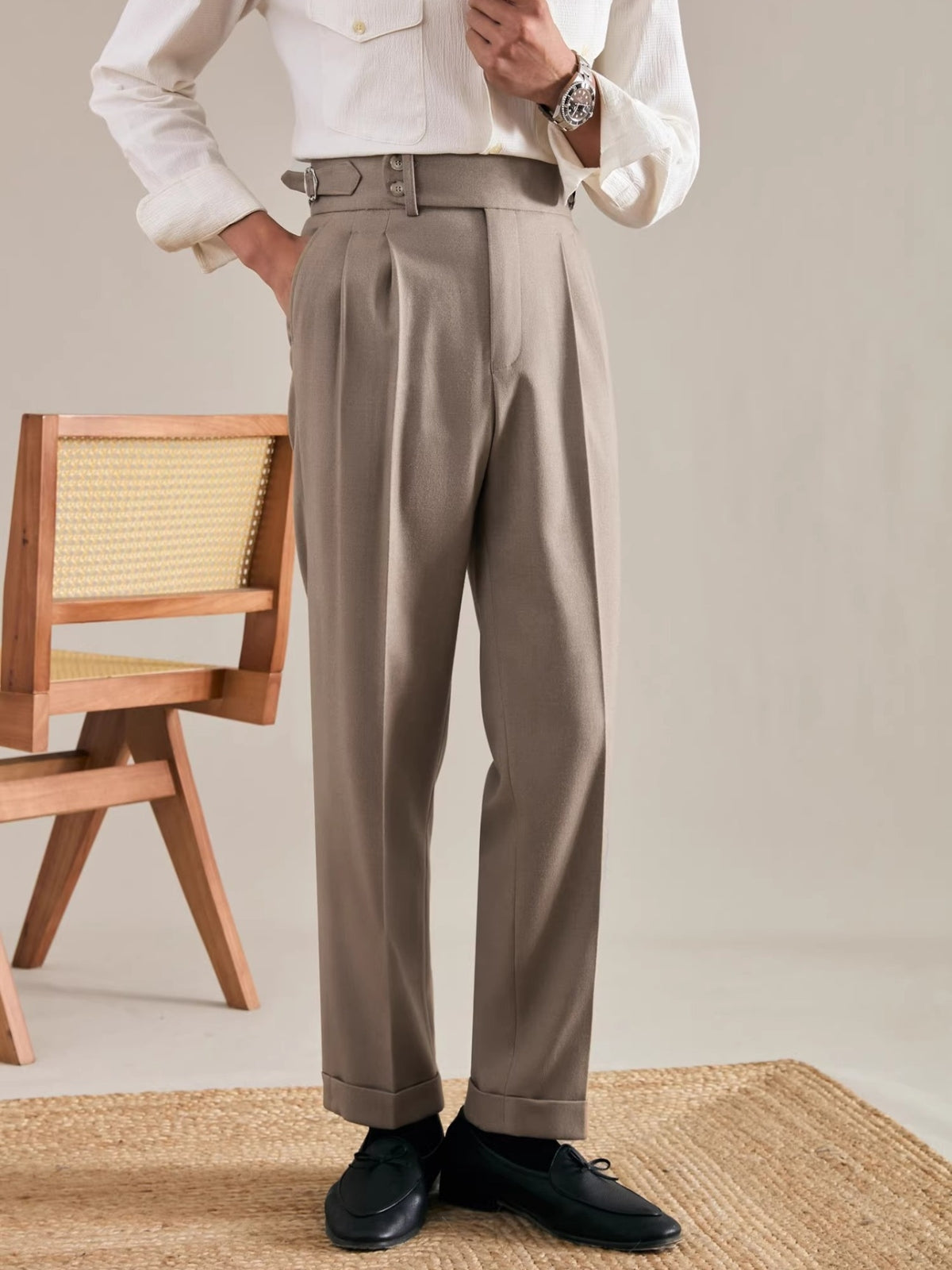 Burlane Straight Leg Italian Drape Trousers