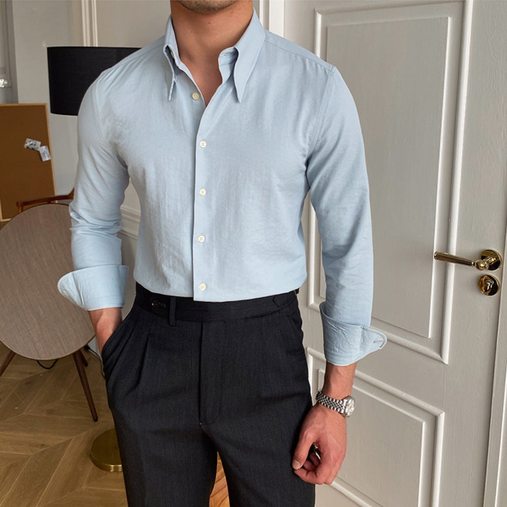 Burlane Large Pointed Casual Slim-Fit Shirt