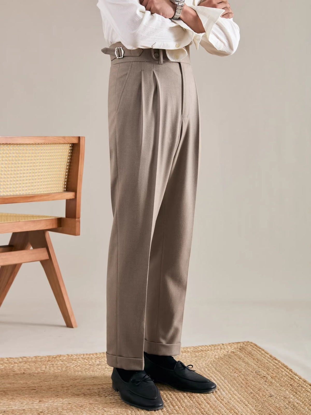 Burlane Straight Leg Italian Drape Trousers