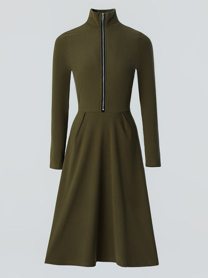 ZINNIA | ZIPPERED LONG SLEEVE DRESS WITH STRETCH FABRIC