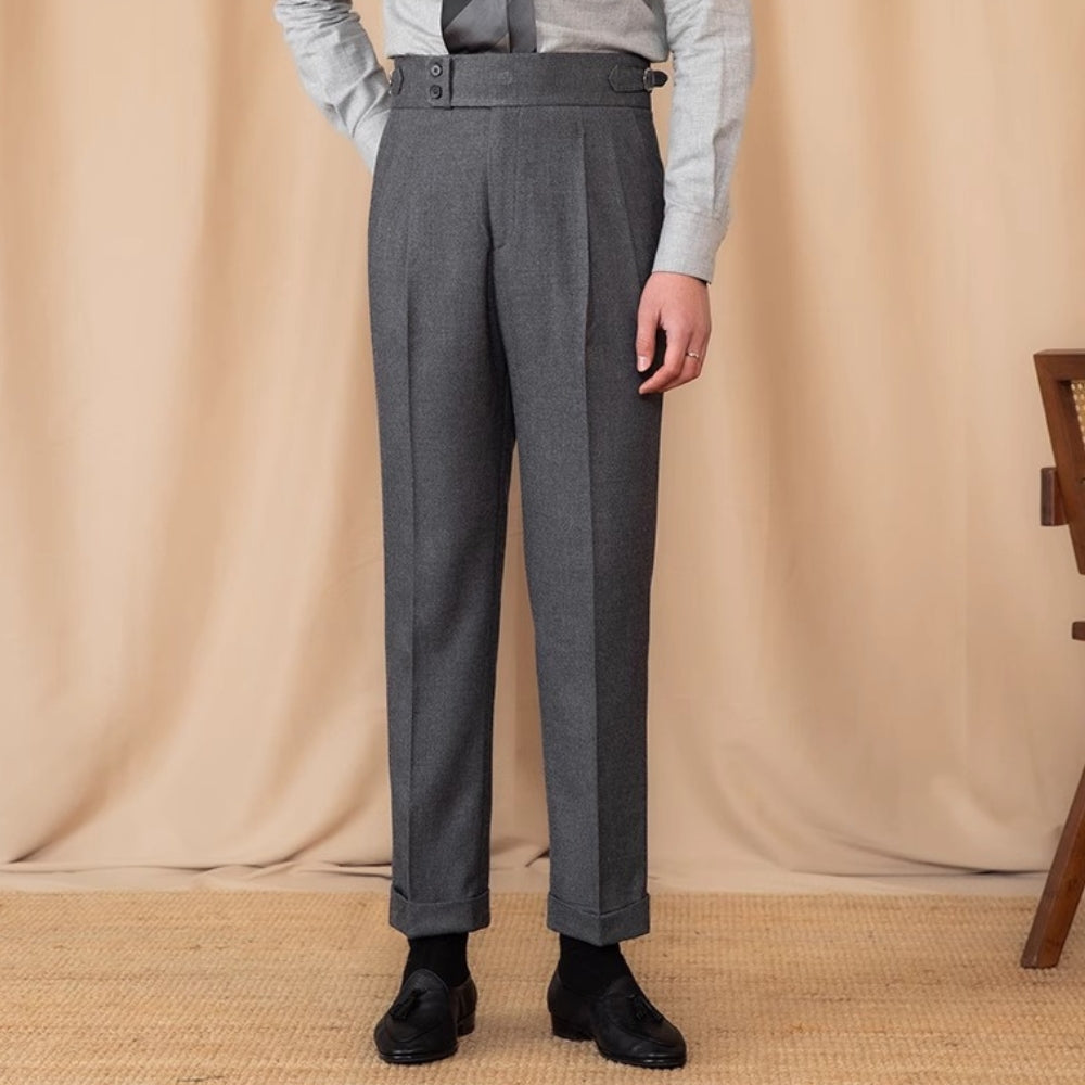 Burlane Adjustable Buckle High Waist Straight Suit Pants