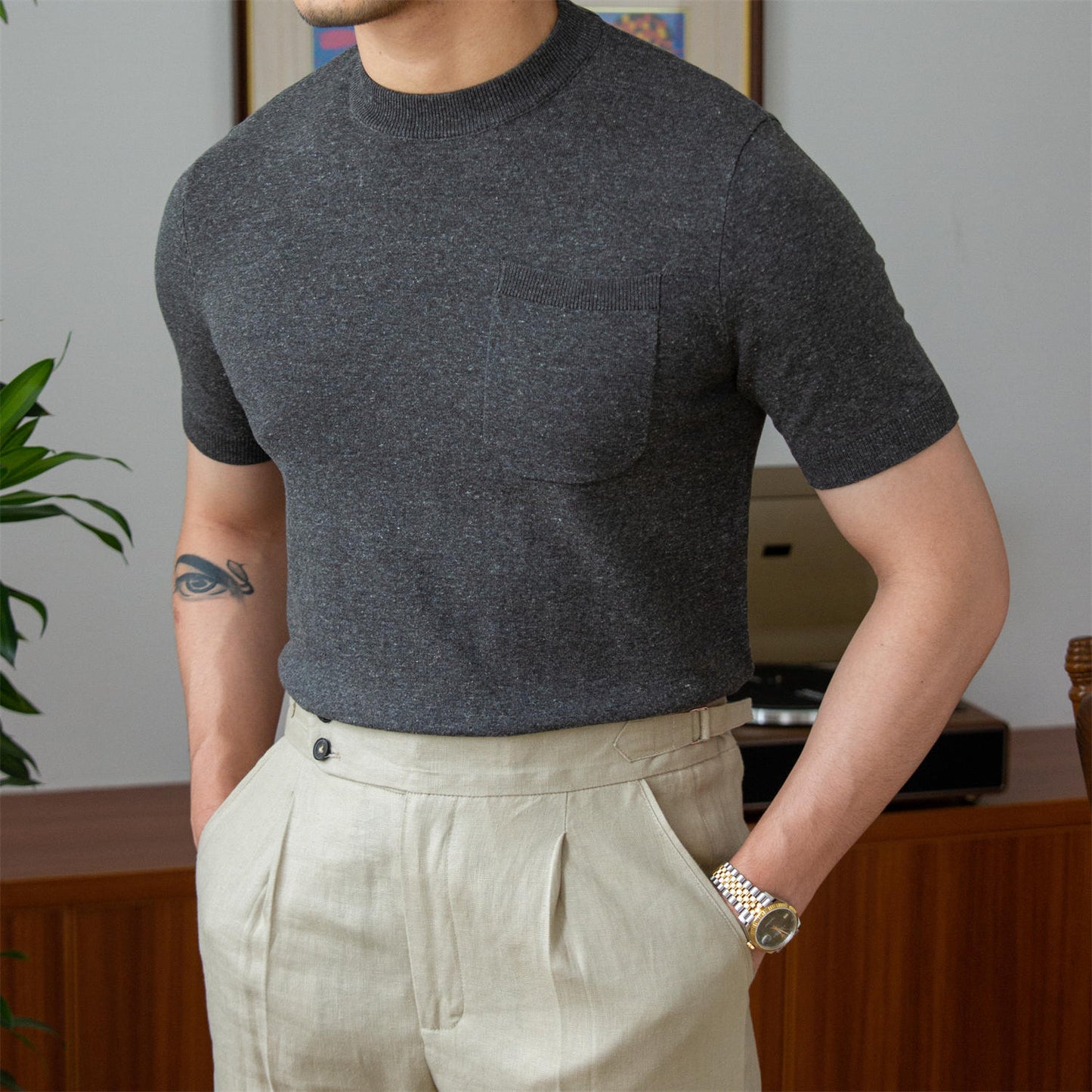 Burlane Knitted Linen Blend T-Shirt