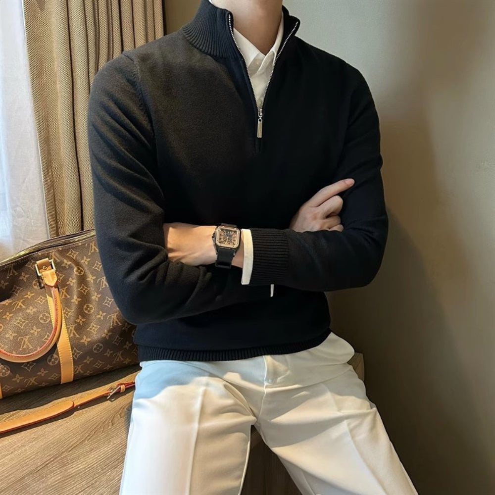 Burlane Half-Turtleneck Zipper Knitted Sweater